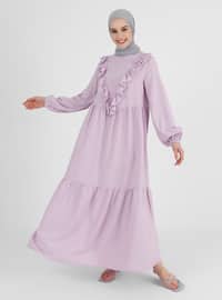 Lilac - Crew neck - Unlined - Viscose - Modest Dress