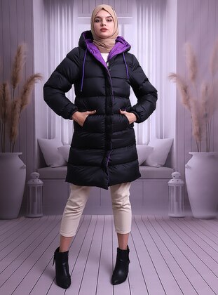 Purple - Black - Fully Lined - Puffer Jackets - Muzze