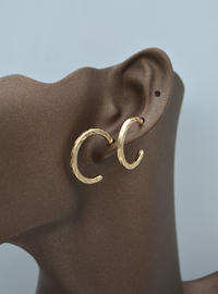 Gold Textured Hoop Earrings - Gold