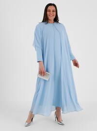 Ice Blue - Crew neck - Fully Lined - Plus Size Evening Suit