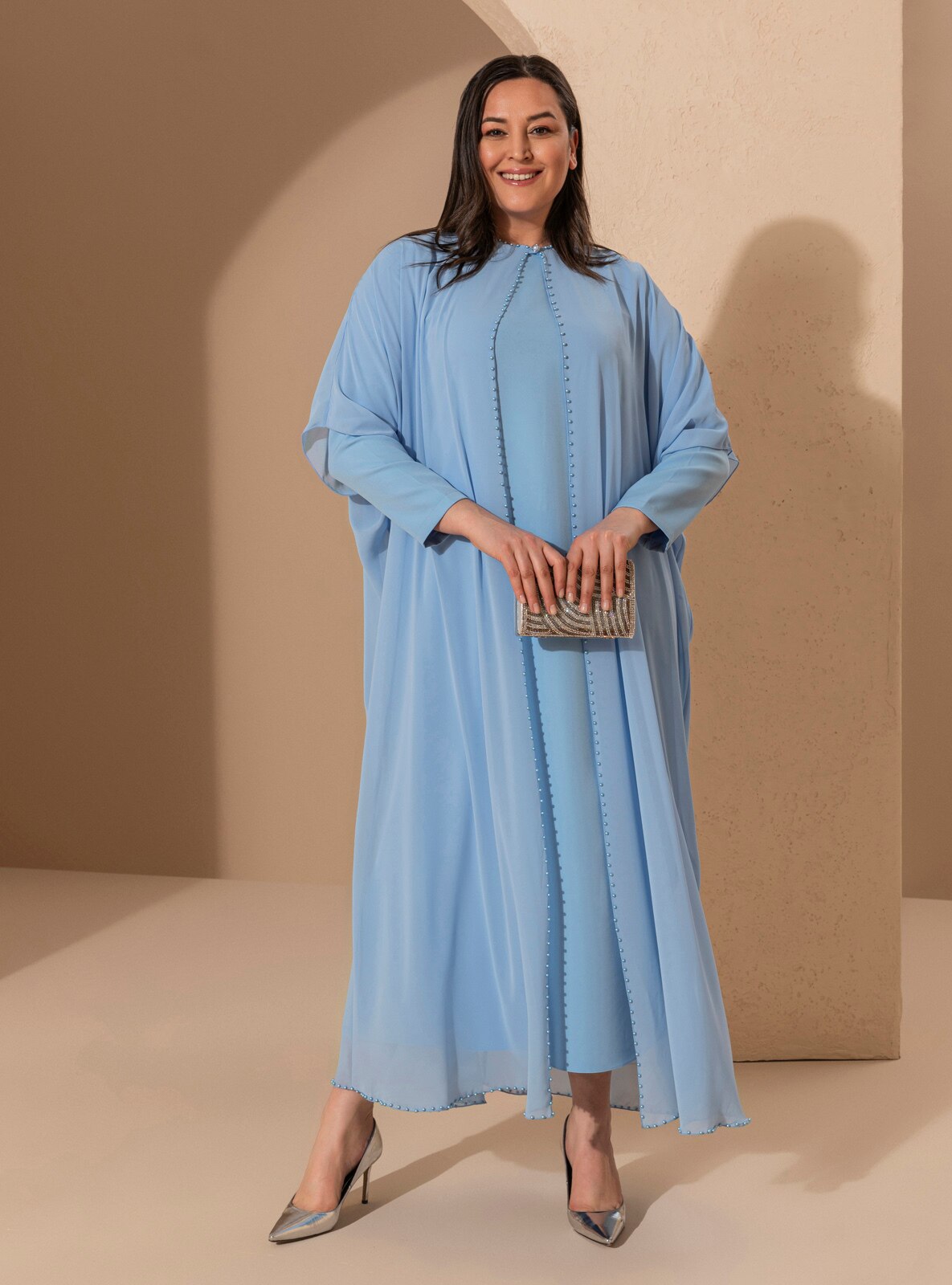 Ice Blue - Crew neck - Fully Lined - Plus Size Evening Suit