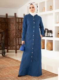 Blue - Unlined - Cotton - Abaya