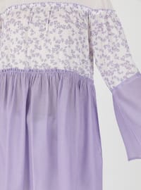 Cotton Fabric Floral Patterned Tunic Lilac