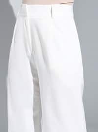 Pleated Classic Fabric Pants Off White