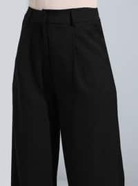 Pleated Classic Fabric Pants Black