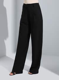 Pleated Classic Fabric Pants Black