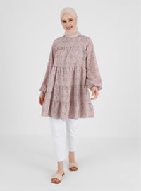 Multicolor Dot Patterned Oversized Tunic Gray