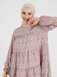 Multicolor Dot Patterned Oversized Tunic Gray
