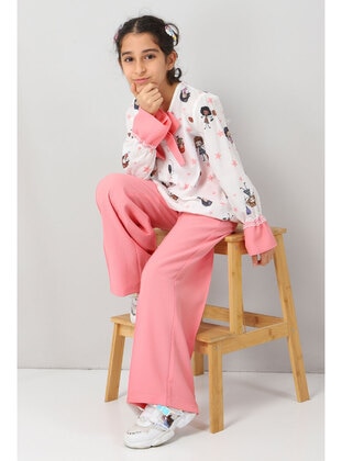 Bowknot Detailed Children's Suit Pink