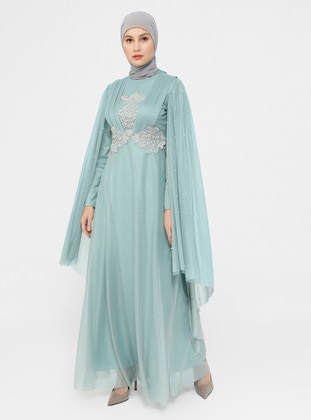 Mint - Fully Lined - Crew neck - Modest Evening Dress - Refka