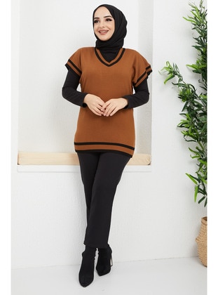 Brown - Knit Sweater - İmaj Butik