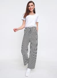 Black - Stripe - Pants
