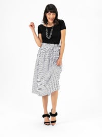 White - Polka Dot - Fully Lined - Cotton - Skirt