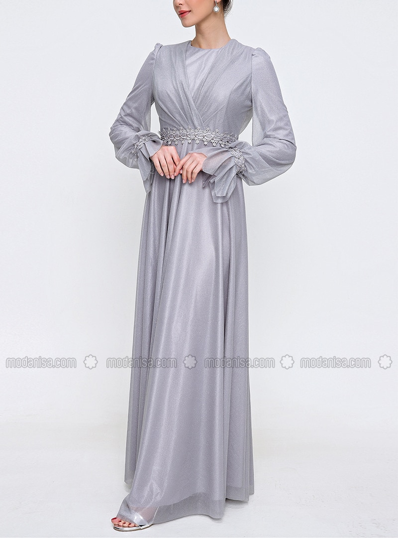 Gray - Modest Evening Dress