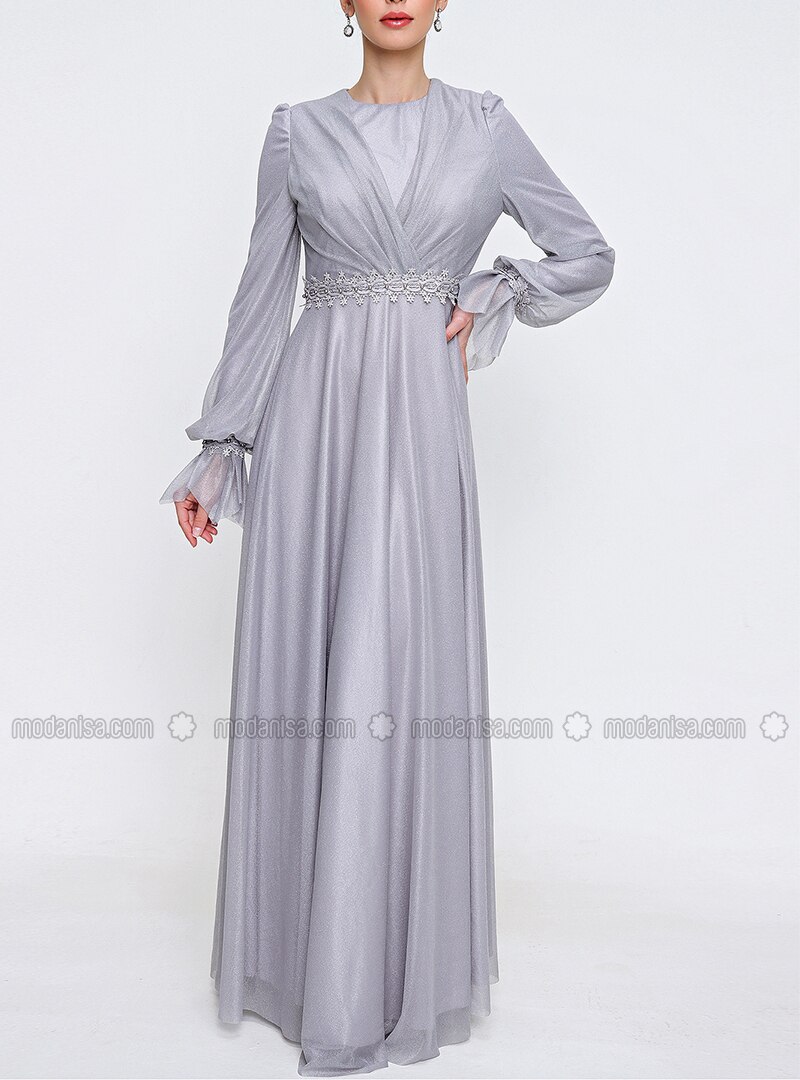 Gray - Modest Evening Dress
