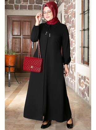 Black - Plus Size Coat - MFA Moda
