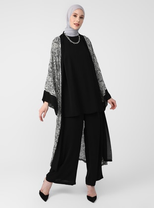 Sleeveless Tunic & Pants Two-piece Set - Black - Refka Woman