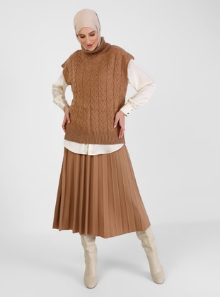 Unlined - Camel - Knit Sweater - Refka
