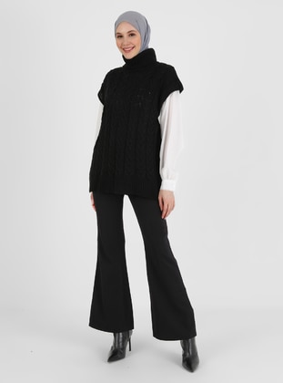 Unlined - Black - Knit Sweater - Refka