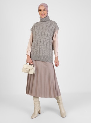 Unlined - Mink - Knit Sweater - Refka