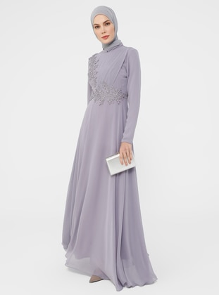 Lilac - Fully Lined - Crew neck - Modest Evening Dress - Refka
