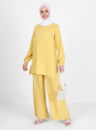 Yellow - Unlined - Viscose - Crew neck - Suit - Refka