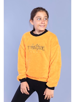 Crew neck - Unlined - Orange - Girls` Sweatshirt - Toontoy