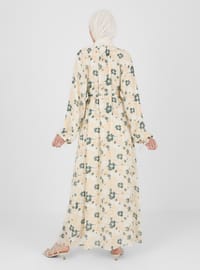 Yellow - Floral - Button Collar - Fully Lined - Modest Dress