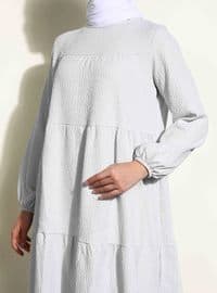 Silver tone - Crew neck - Unlined - Modest Dress