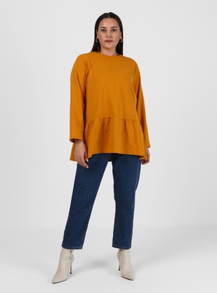 Mustard - Cotton - Plus Size Sweatshirts - Alia