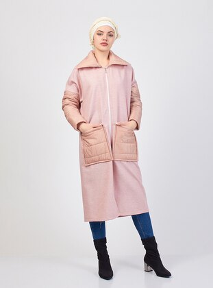 Pink - Fully Lined - Point Collar - - Trench Coat