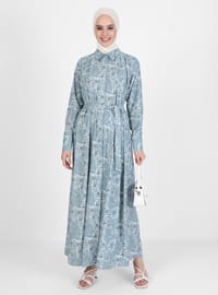  - Floral - Point Collar - Unlined - Modest Dress