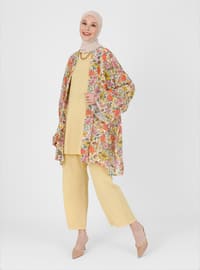  - Floral - Unlined - Double-Breasted - Viscose - Topcoat