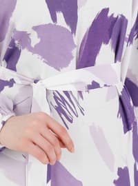 Lilac - Multi - Crew neck - Unlined - Viscose - Modest Dress