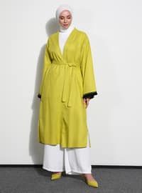 Yellow - Black - Unlined - Cotton - Abaya
