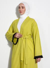 Yellow - Black - Unlined - Cotton - Abaya