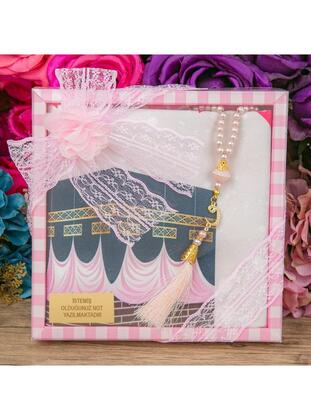 Children's Prayer Rug, Acetate Box Set With Pearl Rosary Tasbih-Pink