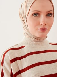 - Stripe - Polo neck - Unlined - Knit Tunics