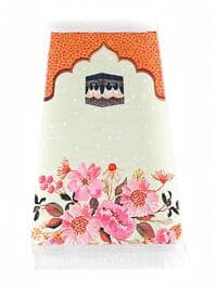 Children`s Prayer Mat Kaaba Design Orange 82×45 cm 110 g - Comes with a Gift Tasbih