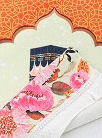 Children`s Prayer Mat Kaaba Design Orange 82×45 cm 110 g - Comes with a Gift Tasbih
