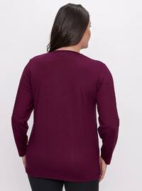 Maroon - Unlined - Crew neck - Knit Sweaters