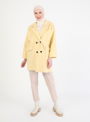 Button Detailed Coat Yellow