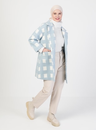 Baby Blue - Plaid - Unlined - Point Collar - Coat - SOUL