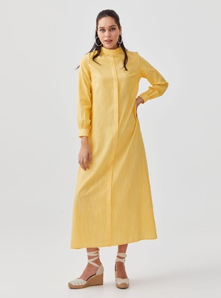 Yellow - Crew neck - Unlined - Modest Dress - S7V7N EXCLUSIVE