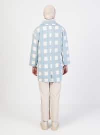 Baby Blue - Plaid - Unlined - Point Collar - Coat
