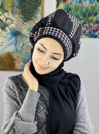 Black - Plaid - Pinless - Instant Scarf