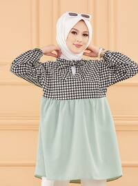 Mint - Houndstooth - Polo neck - Cotton - Tunic