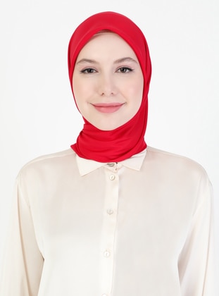 Red - Plain - Twill - Scarf - Madame Mary