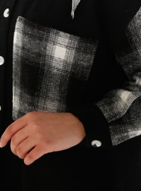 Black - Plaid - Point Collar - Wool Blend - Tunic