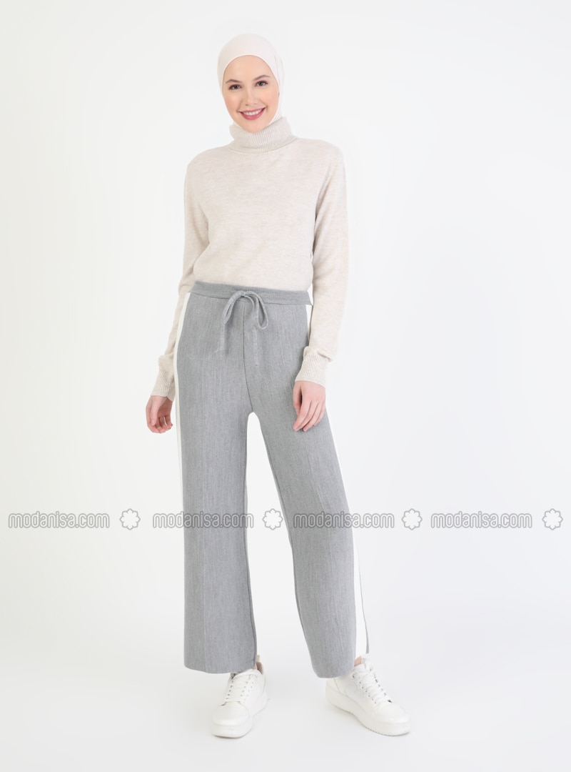 Gray - Knit Pants